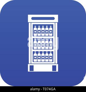 Fridge with refreshments drinks icon digital blue Stock Vector
