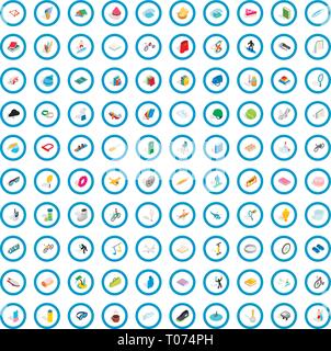 100 hobby icons set, isometric 3d style Stock Vector