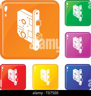 Standard door lock icons set vector color Stock Vector