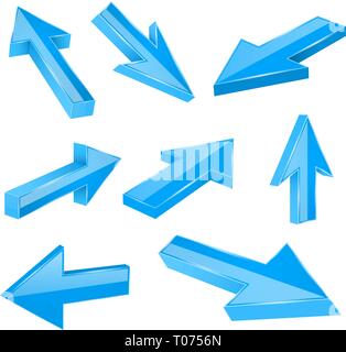 Blue straight 3d arrows Stock Vector