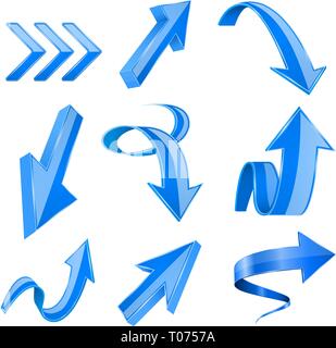 Blue 3d shiny arrows Stock Vector