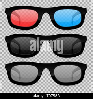 Glasses set on transparent background Stock Vector