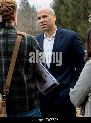 Ames, Iowa, USA. 17th Mar, 2019. Democratic presidential candidate, U.S. Senator CORY BOOKER (D-NJ), arrives at the Prairie Moon Winery for a Conversation with Cory and meet and greet with Iowa voters. Credit: Brian Cahn/ZUMA Wire/Alamy Live News