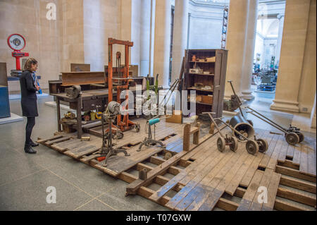 Tate Britain, London, UK. 18th Mar, 2019. Tate Britain Commission 2019: Mike Nelson, The Asset Strippers. For the annual commission Mike Nelson has constructed a large-scale, site specific, cross between a sculpture court and asset strippers' warehouse in response to the unique architecture and history of the neo-classical Duveen Galleries at the heart of Tate Britain. Credit: Malcolm Park/Alamy Live News Stock Photo