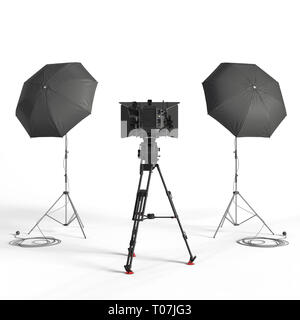 Photo studio equipment isolated 3d rendering illustration Stock Photo
