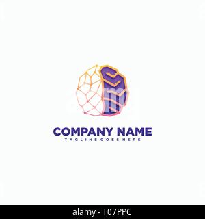 Abstract Brain technology illustration vector template. Suitable for Creative Industry, Multimedia, entertainment, Educations, Shop, and any related b Stock Vector