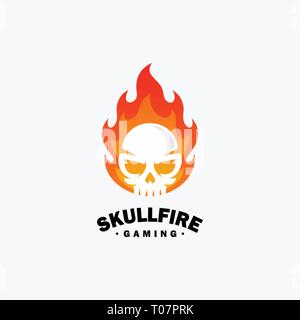 Fire skull Design illustration vector template. Suitable for Creative Industry, Multimedia, entertainment, Educations, Shop, and any related business Stock Vector