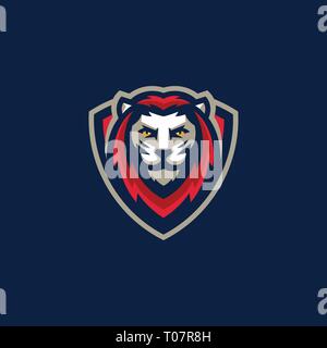 Sport Lion Team Gaming illustration vector template. Suitable for Creative Industry, Multimedia, entertainment, Educations, Shop, and any related busi Stock Vector