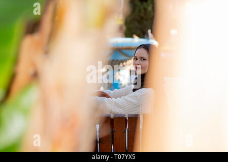 portraits to very pretty model posing in park, muslim women are very beautiful. Stock Photo