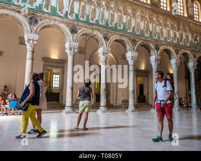 Italy, Emilia Romagna, Ravenna, Sant Apollinare Nuovo Basilica, Interior View Stock Photo