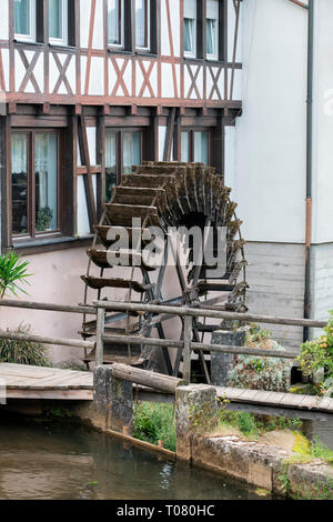 water wheel, Pottenstein, Bavaria, Germany, Europe, Stock Photo