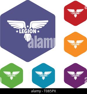 Legion wing icons vector hexahedron Stock Vector