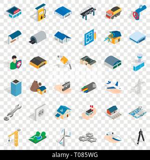 Construction industry icons set, isometric style Stock Vector