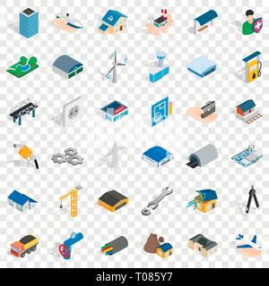 Construction site icons set, isometric style Stock Vector