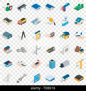 Engeneering icons set, isometric style Stock Vector