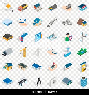 Draw plan icons set, isometric style Stock Vector