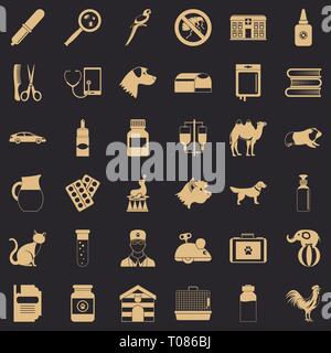 Veterinary icons set, simple style Stock Vector