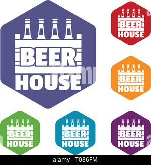 Beer icons vector hexahedron Stock Vector