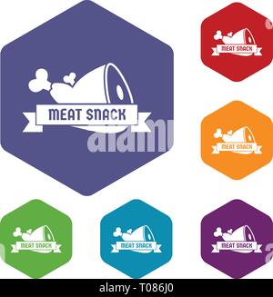 Meat icons vector hexahedron Stock Vector
