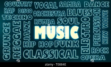 music relative words cloud. various genres Stock Photo