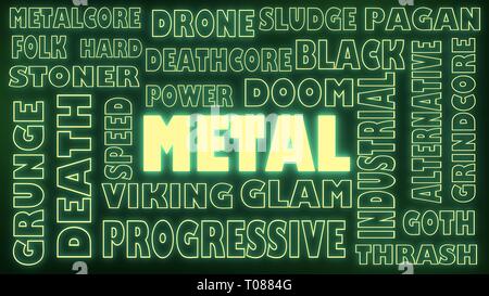 metal music relative words cloud. various genres Stock Photo