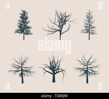 Dry Dried Dead Tree Black Silhouette Stock Vector Image & Art - Alamy