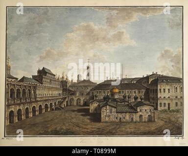 'View of the Terem Palace and Cathedral of Our Saviour'. Series 'Views of Moscow and its Environs'. Russia, Between 1800 and 1810. Dimensions: 41,1x56,2 cm. Museum: State Hermitage, St. Petersburg. Author: Fyodor Alexeyev (workshop). Fyodor Yakovlevich Alexeyev. Stock Photo