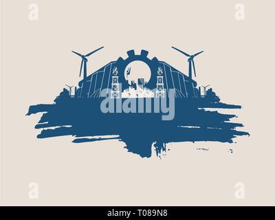 Energy and Power icons set. Brush stroke Stock Vector