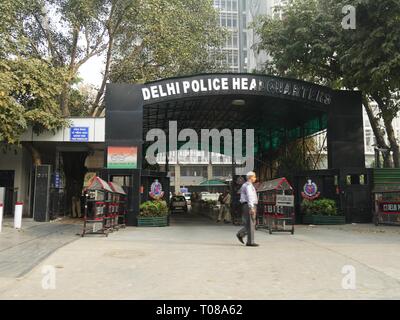 NEW DELHI, INDIA—MARCH 2018: Facade of the Delhi Police headquarters in New Delhi. Stock Photo