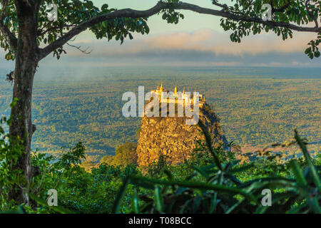 Mount Popa on an old volcano in Bagan, Myanmar Stock Photo