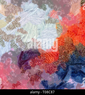 Pretty oil painting abstraction. Print art for wall decor. Impressionism style spring collection. Chaotic conceptual brush strokes on canvas. Warm col Stock Photo