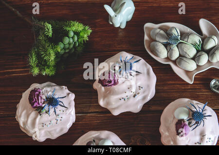 Easter, Easter cake with a complex composition, beautiful scenery, dried fruits Stock Photo