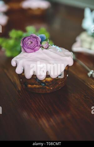 Easter, Easter cake with a complex composition, beautiful scenery, dried fruits Stock Photo