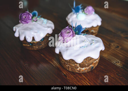 Easter, Easter cake with a complex composition, beautiful scenery, dried fruits Stock Photo