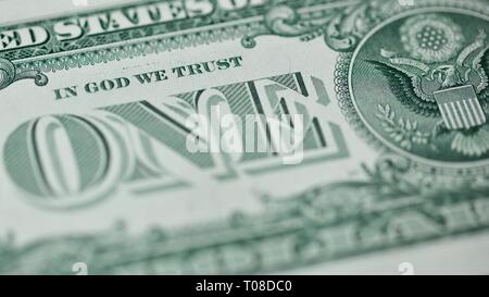 'IN GOD WE TRUST' on the reverse of a United States one-dollar bill Stock Photo