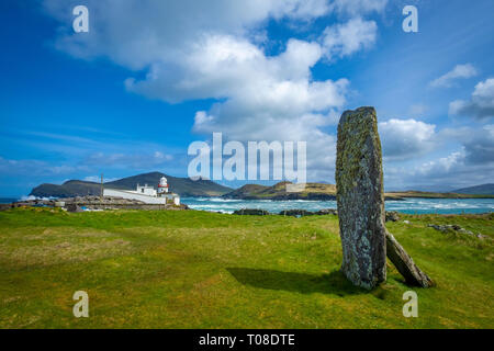 wild weather at Cromwell Point Lighthouse on Valentia Island, Co Kerry, Ireland Stock Photo