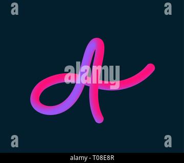Vector isolated letters. - Vektorgrafik. Neon 3D letter. 3D Rounded Headline Font. Neon bubble typeset with painted letter. Matte light-green and blue Stock Vector