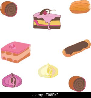 vector set on white background Cheesecake andCupcakeset illustration Stock Vector