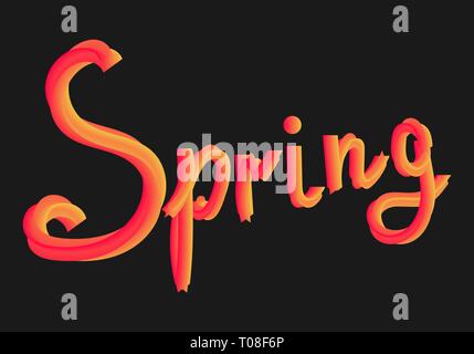 colorful tube lettering 3d style Spring for banner, cards and other design element Stock Vector