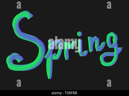 colorful tube lettering 3d style Spring for banner, cards and other design element Stock Vector