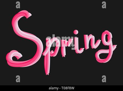 colorful tube lettering 3d style Spring for banner, cards and other design element Stock Vector