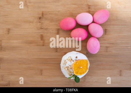 Easter, Easter cake with a complex composition, beautiful scenery, dried fruits Stock Photo