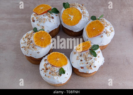 Easter, Easter cake with a complex composition, beautiful scenery, dried fruits Stock Photo