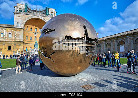 The Sphere Within Sphere, also known as Sfera con Sfera, is a series of sculptures created by Italian sculptor Arnaldo Pomodoro Stock Photo