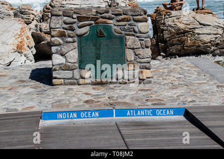 Cape Alguhas Indian and Atlantic Ocean Stock Photo