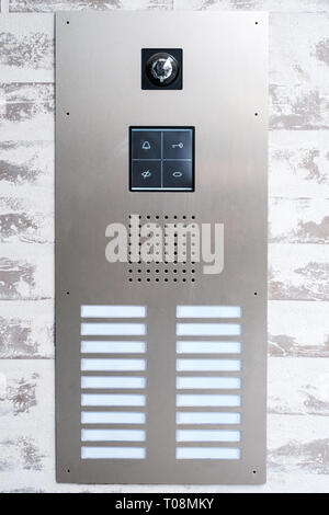 door intercom with camera, access control and door bells - Stock Photo