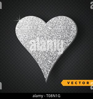 Vector Silver sparkles heart. Valentines Day Vector Sparkles and Glitters. Holiday Design. Stock Vector