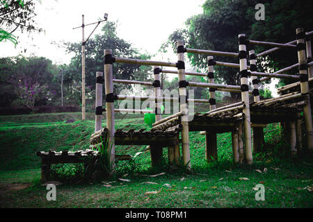 Bamboo Stairs in Bandung Indonesia Stock Photo