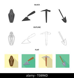 mummy,tool,pickaxe,shovel,ancient,trowel,pick,Egypt,dig,afterlife,repair,construction,sarcophagus,search,equipment,pharaoh,layer,find,antiquity,masonry,metal,artifact,brick,treasure,bandage,cement,axe,culture,chisel,land,story,items,museum,attributes,archaeology,historical,research,excavation,discovery,working,set,vector,icon,illustration,isolated,collection,design,element,graphic,sign Vector Vectors , Stock Vector