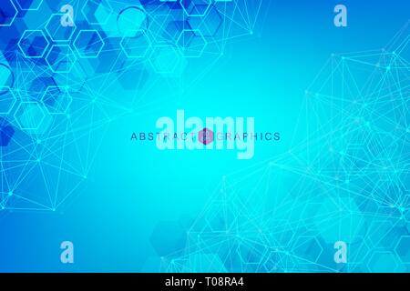 Big Data Visualization Background. Modern futuristic virtual abstract background. Science network pattern, connecting lines and dots. Global network Stock Vector